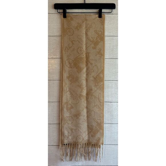 Coach Cashmere Wool Scarf Horse and Carriage Pattern Logo Muffler - Picture 1 of 7